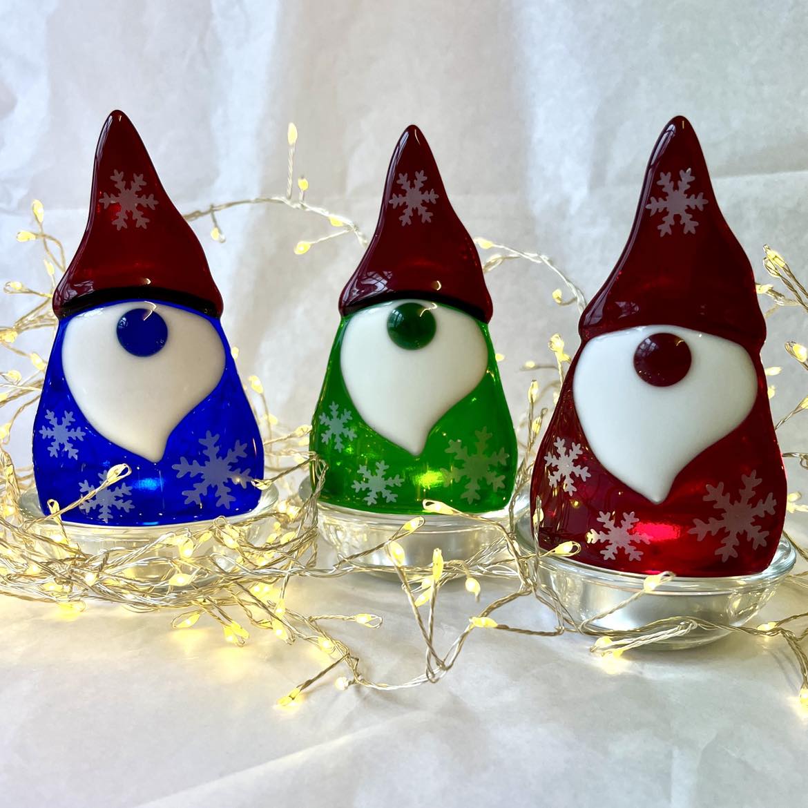 Matt's Festive Gonkers! Set of 3 mixed Tea-Lights with snowflakes LIMITED STOCK